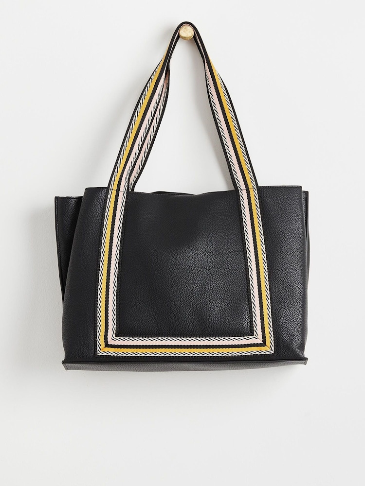 Oliver Bonas Black Stripe Emma Tote Bag - Image 2 of 5