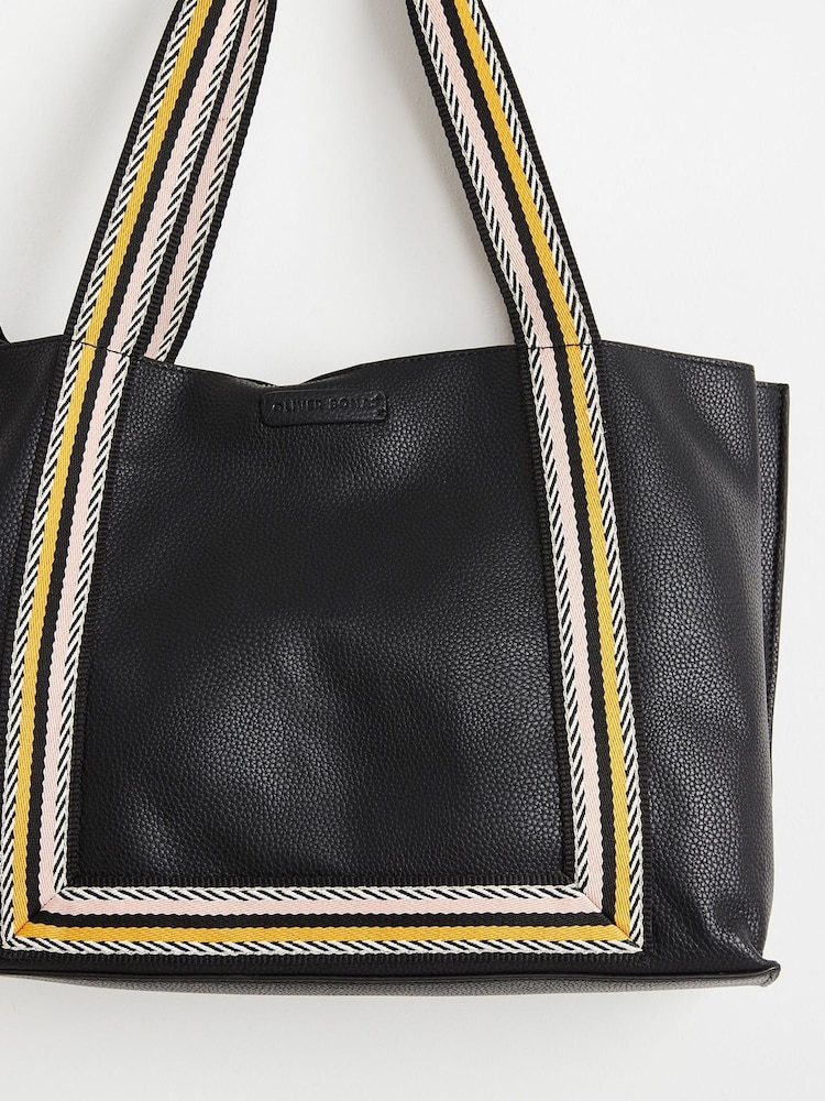Oliver Bonas Black Stripe Emma Tote Bag - Image 5 of 5
