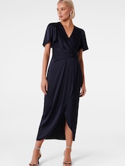 Forever New Blue Estelle Flutter Sleeve Midi Dress - Image 1 of 4