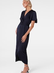 Forever New Blue Estelle Flutter Sleeve Midi Dress - Image 3 of 4
