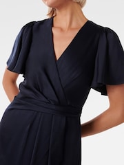Forever New Blue Estelle Flutter Sleeve Midi Dress - Image 4 of 4