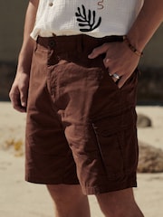 Rust Brown Cotton Cargo Shorts - Image 1 of 7