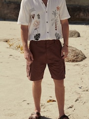 Rust Brown Cotton Cargo Shorts - Image 2 of 7