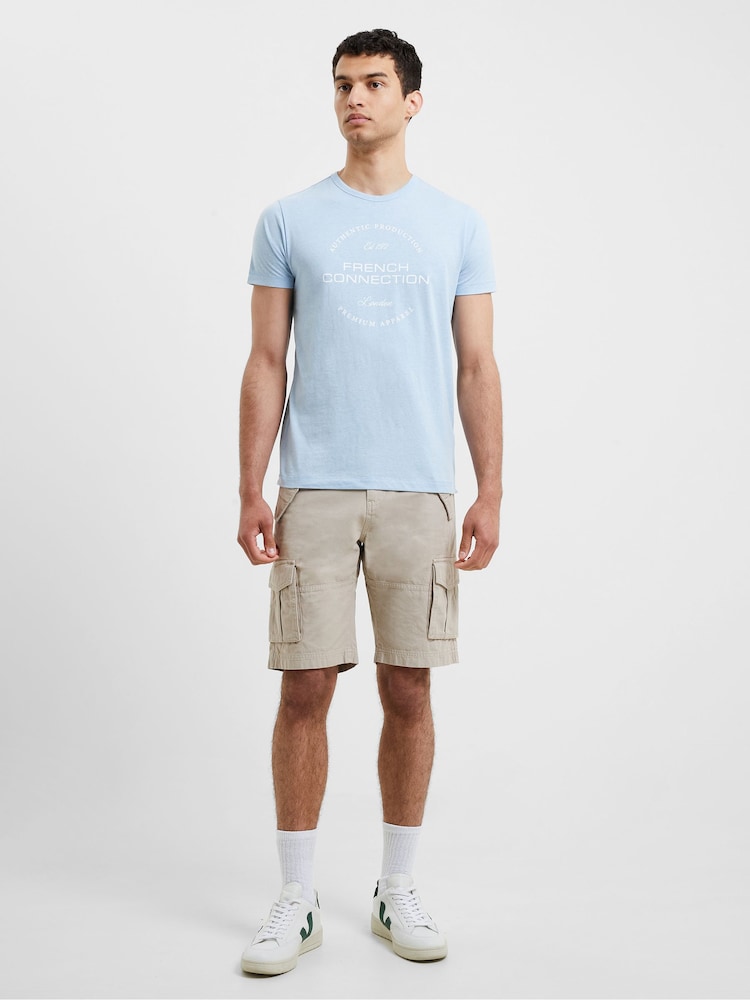 French Connection Blue 100% Cotton Graphic T-Shirt - Image 2 of 3