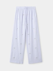Mango Blue Embellished Pinstripe Straight Leg Drawstring Trousers - Image 4 of 6