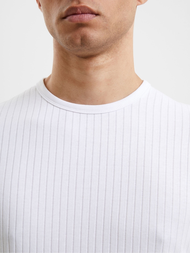 French Connection White Drop Needle 100% Cotton T-Shirt - Image 3 of 3