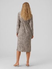 Mamalicious Grey Maternity Polka Dot Print Wrap Midi Dress - Image 2 of 6