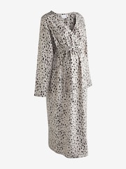 Mamalicious Grey Maternity Polka Dot Print Wrap Midi Dress - Image 5 of 6