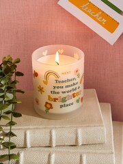 Green Thank you Teacher White Jasmine Scented Candle - Image 1 of 4