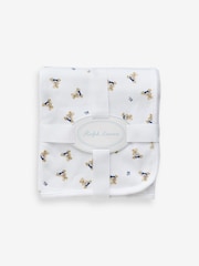 Polo Ralph Lauren Baby-Decke aus Jersey mit Bärenmotiv, weiß, 100 % Baumwolle - Bild 1 von 4