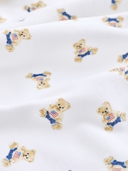 Polo Ralph Lauren Baby-Decke aus Jersey mit Bärenmotiv, weiß, 100 % Baumwolle - Bild 3 von 4
