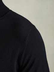 Reiss Navy Caine Slim Fit Merino Wool Roll Neck Jumper - Image 5 of 8