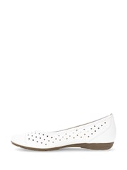 Gabor Wide Fit White Leather Ruffle Ballerina Pumps - Image 2 of 5