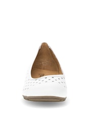 Gabor Wide Fit White Leather Ruffle Ballerina Pumps - Image 4 of 5