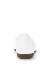Gabor Wide Fit White Leather Ruffle Ballerina Pumps - Image 5 of 5