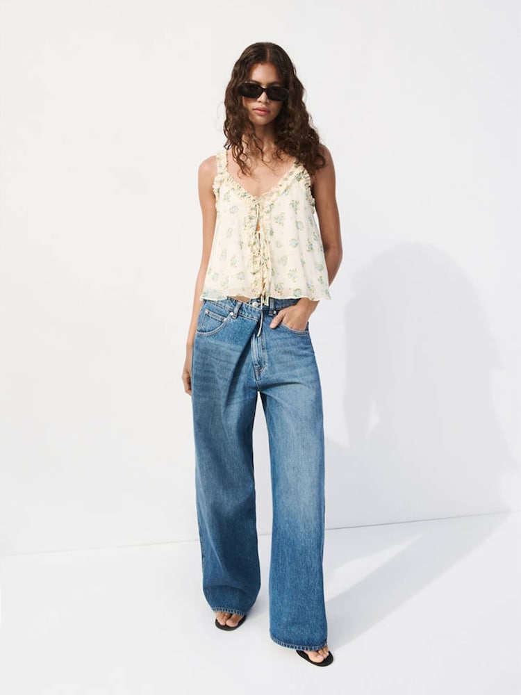 Mango White Floral Frill Blouse - Image 2 of 7