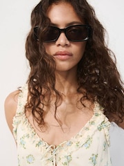 Mango White Floral Frill Blouse - Image 4 of 7