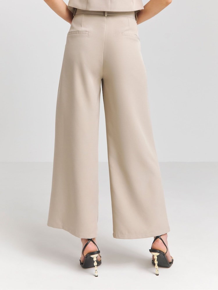 Simply Be Cream Wide Leg Tailored Trousers - Image 2 of 4 Simply Be Cream Wide Leg Tailored Trousers - Image 2 of 4