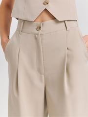 Simply Be Cream Wide Leg Tailored Trousers - Image 4 of 4