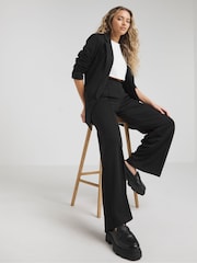 Simply Be Black Ponte Wide Leg Trousers - Image 1 of 4