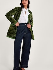 Monsoon Green Velvet Quilted Jacket - Image 3 of 4