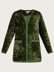 Monsoon Green Velvet Quilted Jacket - Image 4 of 4