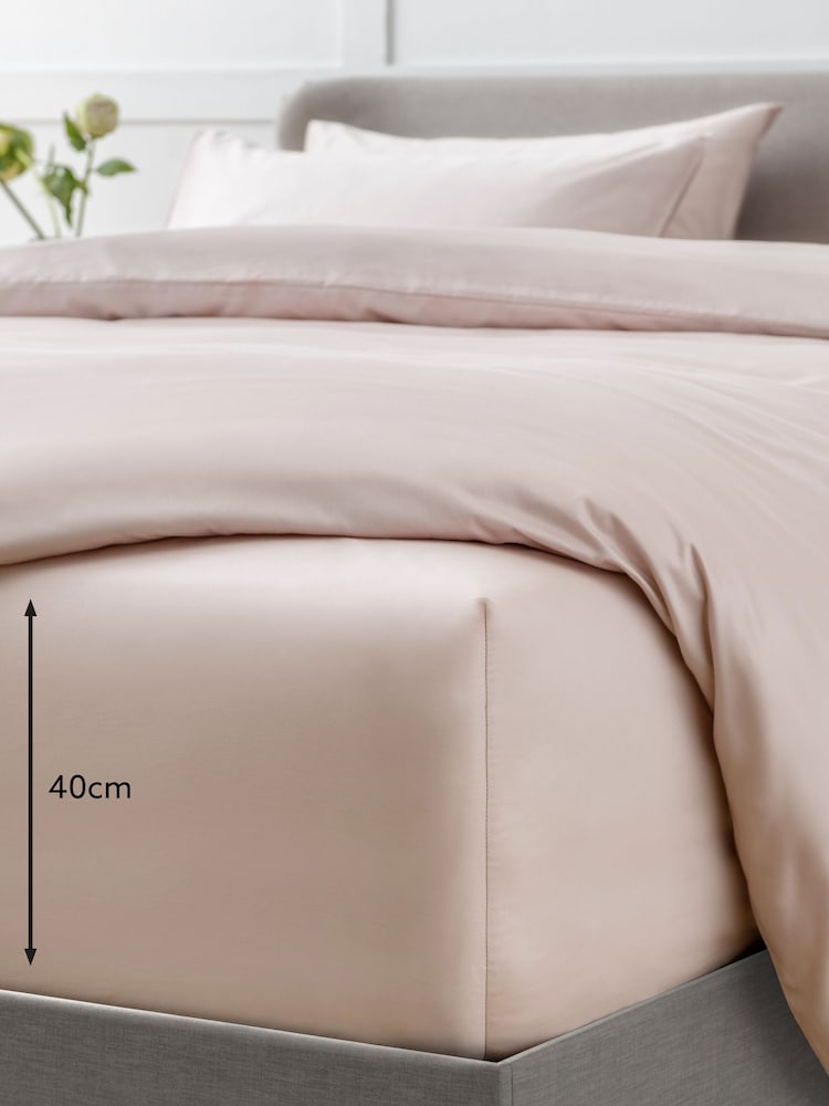 Blush Pink Collection Luxe 400 Thread Count 100% Egyptian Extra Deep Fitted Cotton Sateen Sheet - Image 2 of 2