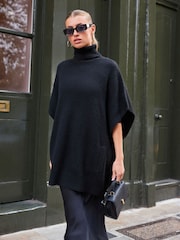 Noir - Pull poncho à col roulé Neppy - Image 1 de 6