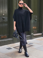 Noir - Pull poncho à col roulé Neppy - Image 2 de 6
