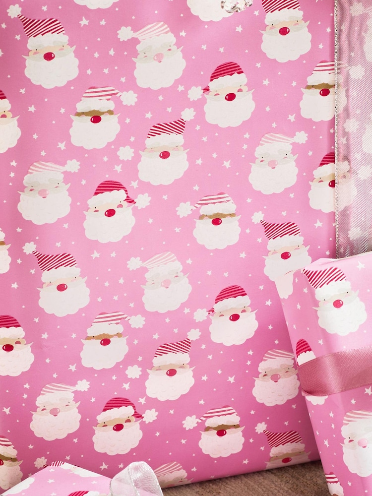Pink Santa Extra Wide 10 Metre Christmas Wrapping Paper - Image 4 of 4