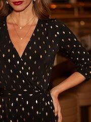 Sosandar Black Petite Metallic Fleck Print Jumpsuit - Image 3 of 5