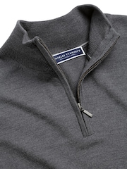 Charles Tyrwhitt Grey Pure Merino Quarter Zip Jumper - Image 4 of 4