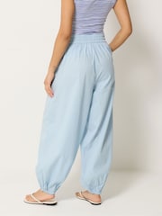PixieGirl Petite Blue Poplin Cuffed Balloon Pants - Image 3 of 5
