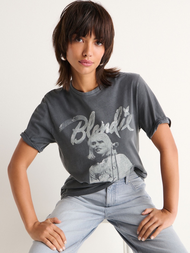 Charcoal Grey License Blondie Short Sleeve Graphic Band 100% Cotton T-Shirt - Image 1 of 7
