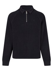 AllSaints Navy Rafe Half Zip 100% Cotton Polo Shirt - Image 6 of 6