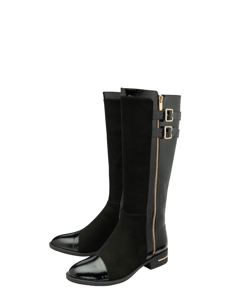 Lotus Kniehohe Stiefel aus Stoff und Lackleder - Bild 2 von 4