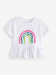 Pink Rainbow 100% Cotton Short Sleeve Sequin Top (9mths-7yrs) - Image 5 of 8