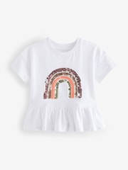 Pink Rainbow 100% Cotton Short Sleeve Sequin Top (9mths-7yrs) - Image 6 of 8