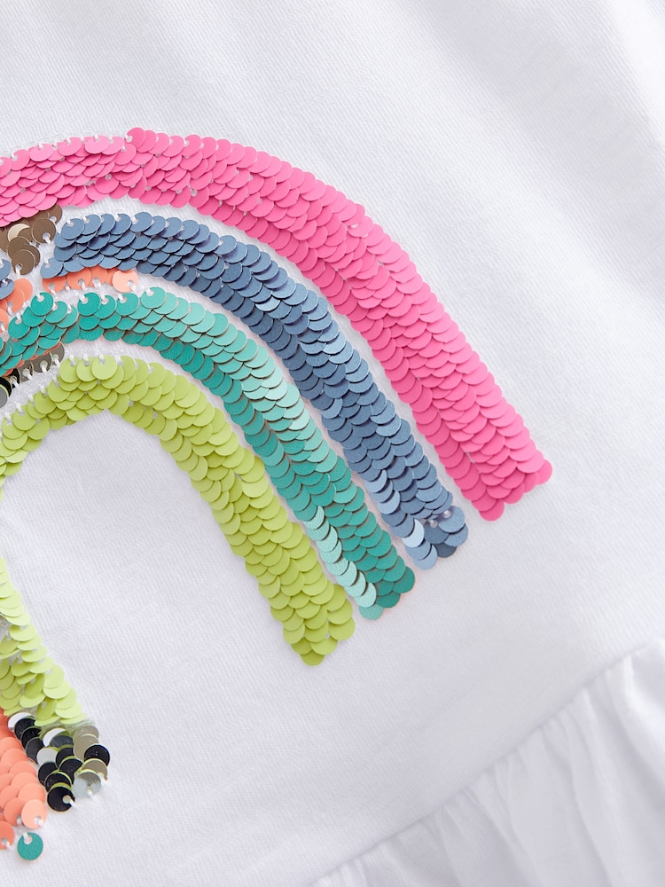 Pink Rainbow 100% Cotton Short Sleeve Sequin Top (9mths-7yrs) - Image 8 of 8