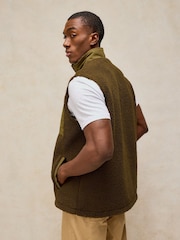 White Stuff Green Borg Zip Through Gilet - Image 2 of 6