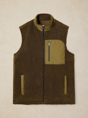 White Stuff Green Borg Zip Through Gilet - Image 5 of 6