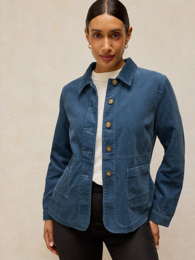 White Stuff Blue Carrie Cord Jacket - Image 1 of 6