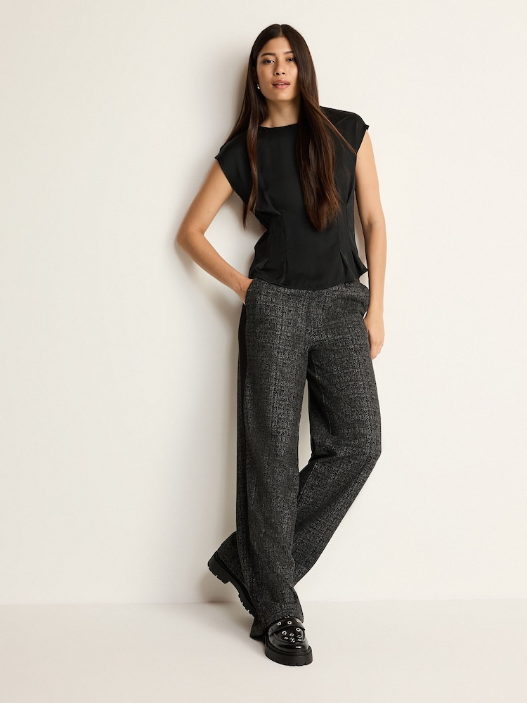 Black Short Sleeve Woven Mix T-Shirt - Image 2 of 6