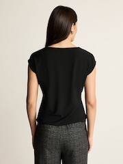 Black Short Sleeve Woven Mix T-Shirt - Image 3 of 6