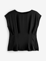 Black Short Sleeve Woven Mix T-Shirt - Image 5 of 6