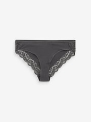 Black/Grey/Cream/Pink Printed Bikini Cotton and Lace Knickers 4 Pack - Image 3 of 6
