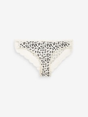 Black/Grey/Cream/Pink Printed Bikini Cotton and Lace Knickers 4 Pack - Image 4 of 6