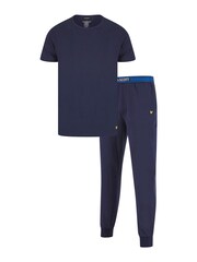 Lyle & Scott Blue Cash 100% Cotton Top And Pyjama Set - Image 2 of 7