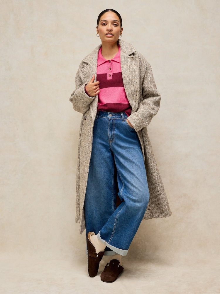 White Stuff Pink Camilla Stripe Collar Jumper - Image 1 of 6 White Stuff Pink Camilla Stripe Collar Jumper - Image 1 of 6