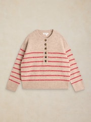 White Stuff Natural Stripe Henley Jumper - Image 5 of 6
